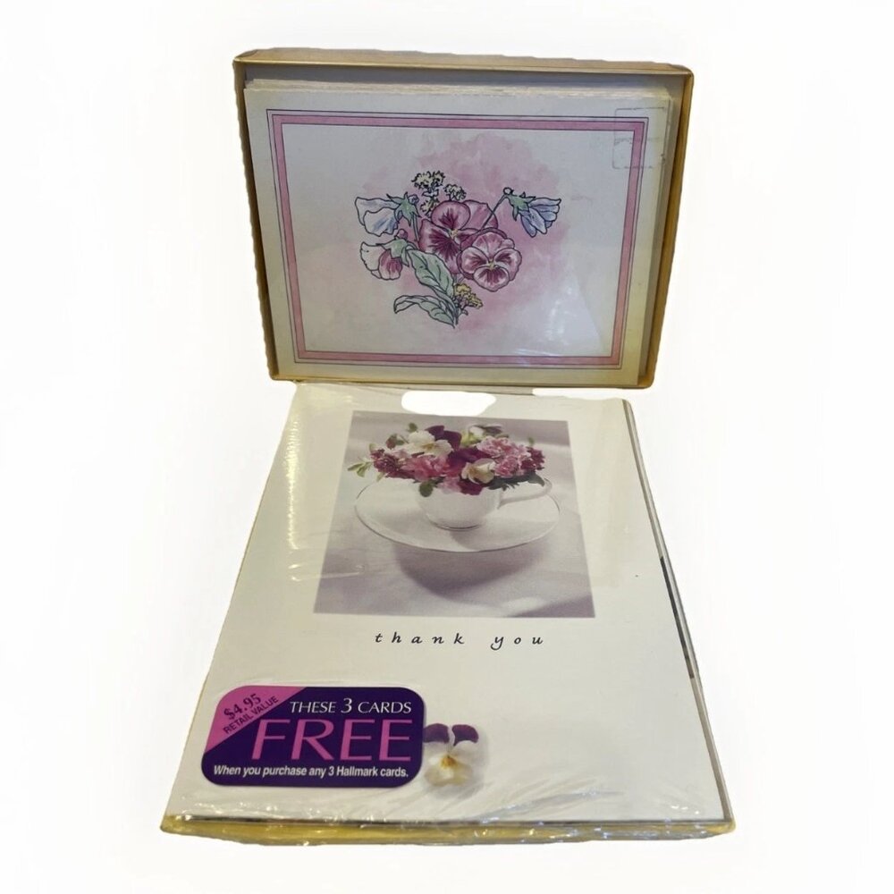 Heartland Smplers 8 Blank Pansy Notecards Plus 3 Hallmark Cards NEW Floral
